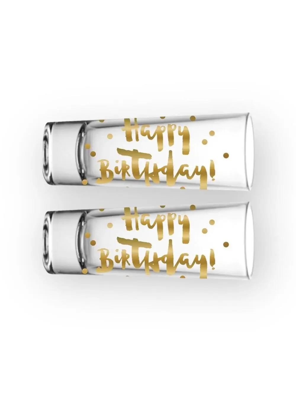 new Slant ✶ Happy Birthday Shot Glass Set2 ✶ Double Shot Glasses ✶ Gold Foil ✶